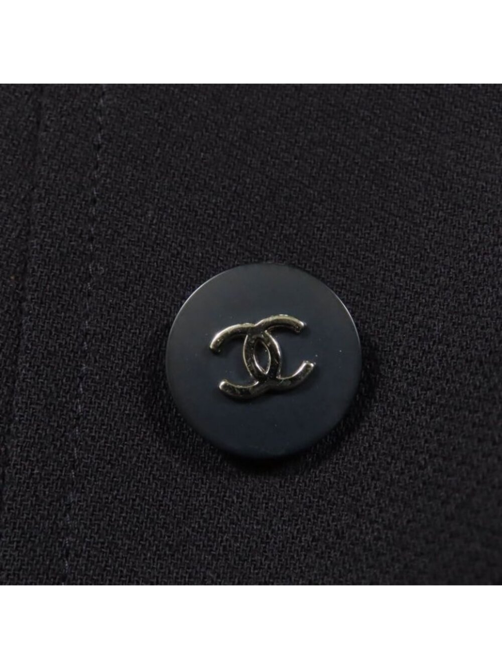 Chanel Vintage 96 P 100% Wool Coco Mark Button Jacket Dark Navy 38 - Picture 6 of 10